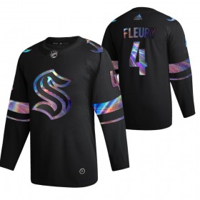 Män Ishockey Seattle Kraken tröja Haydn Fleury 4 2021-22 Iriserande holografisk Svart Authentic